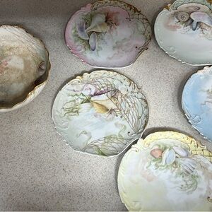 Elite Limoges France Handpainted Set Of
6 Daccert Plate Gold 8" - Signed 1902